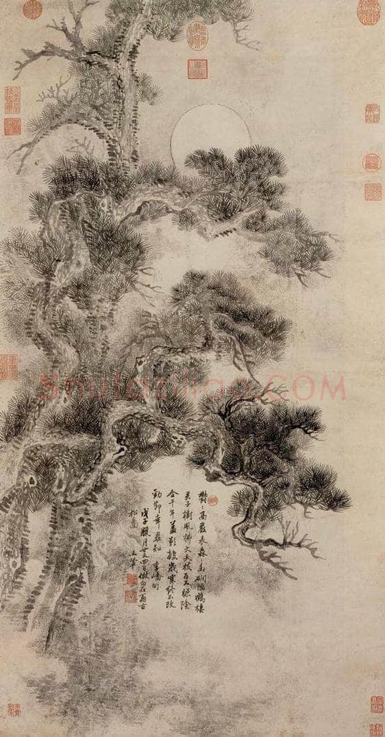 清 王翬 倣沈周古松图 书画作品