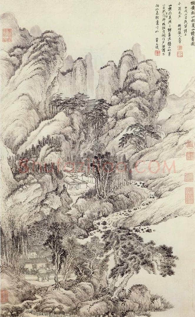 清 王翬 倣王蒙夏山读书图 书画作品