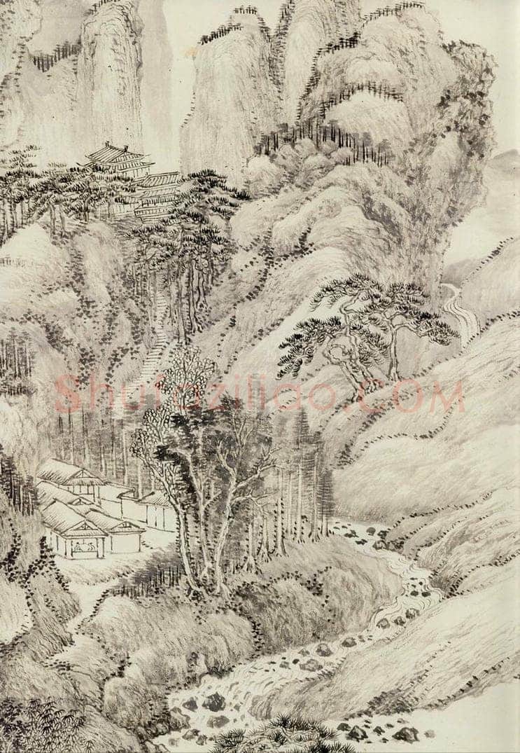 清 王翬 倣王蒙夏山读书图 书画作品