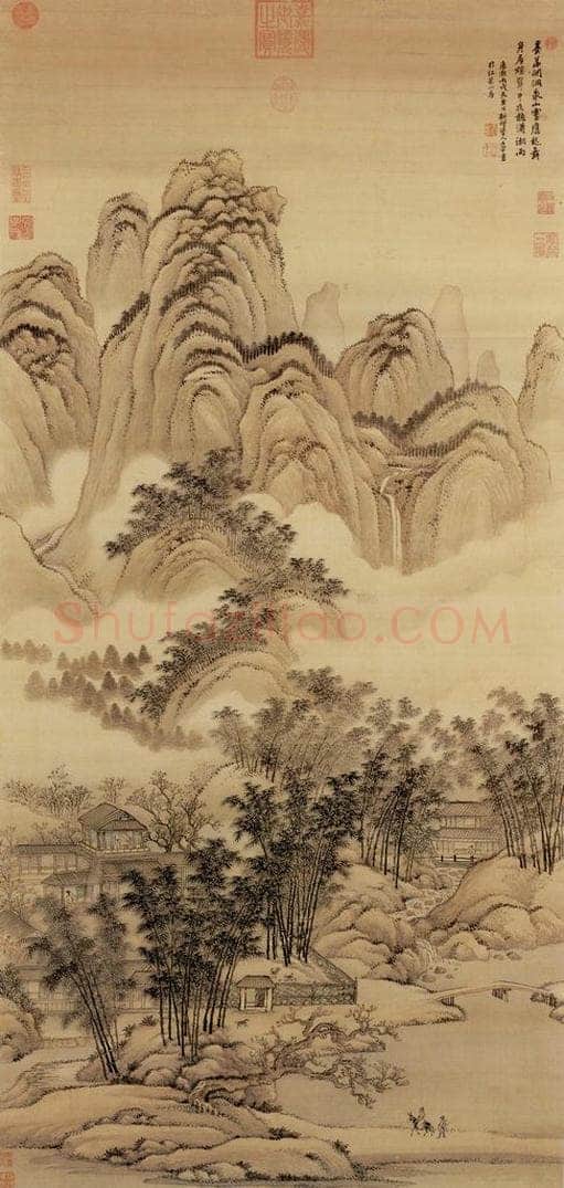 清 王翬 画潇湘听雨图 书画作品