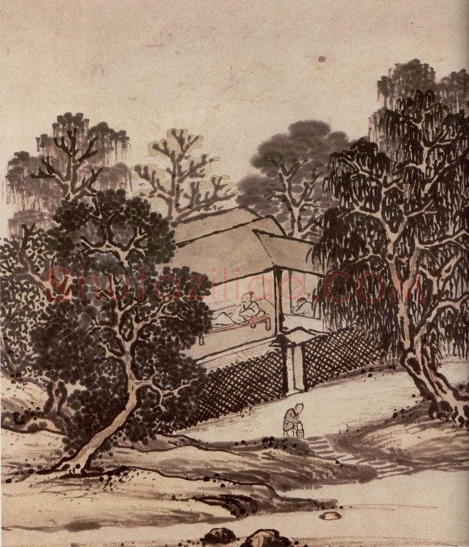 明 孙克弘 《销间清课图》 书画作品