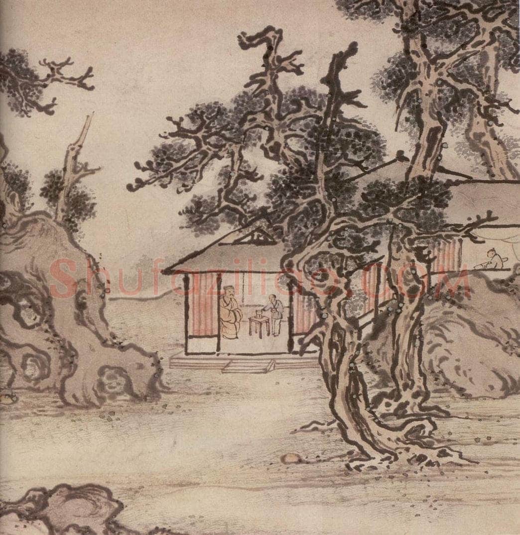 明 孙克弘 《销间清课图》 书画作品