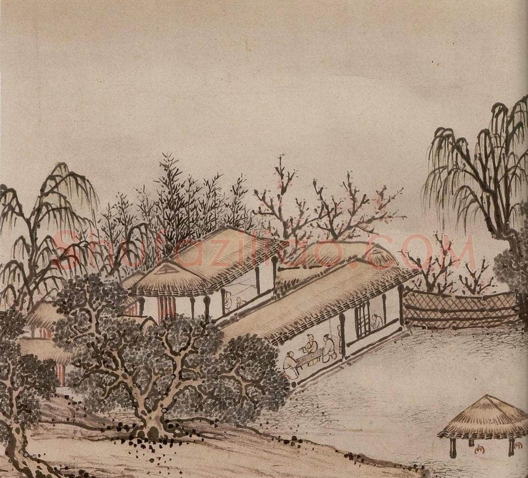明 孙克弘 《销间清课图》 书画作品