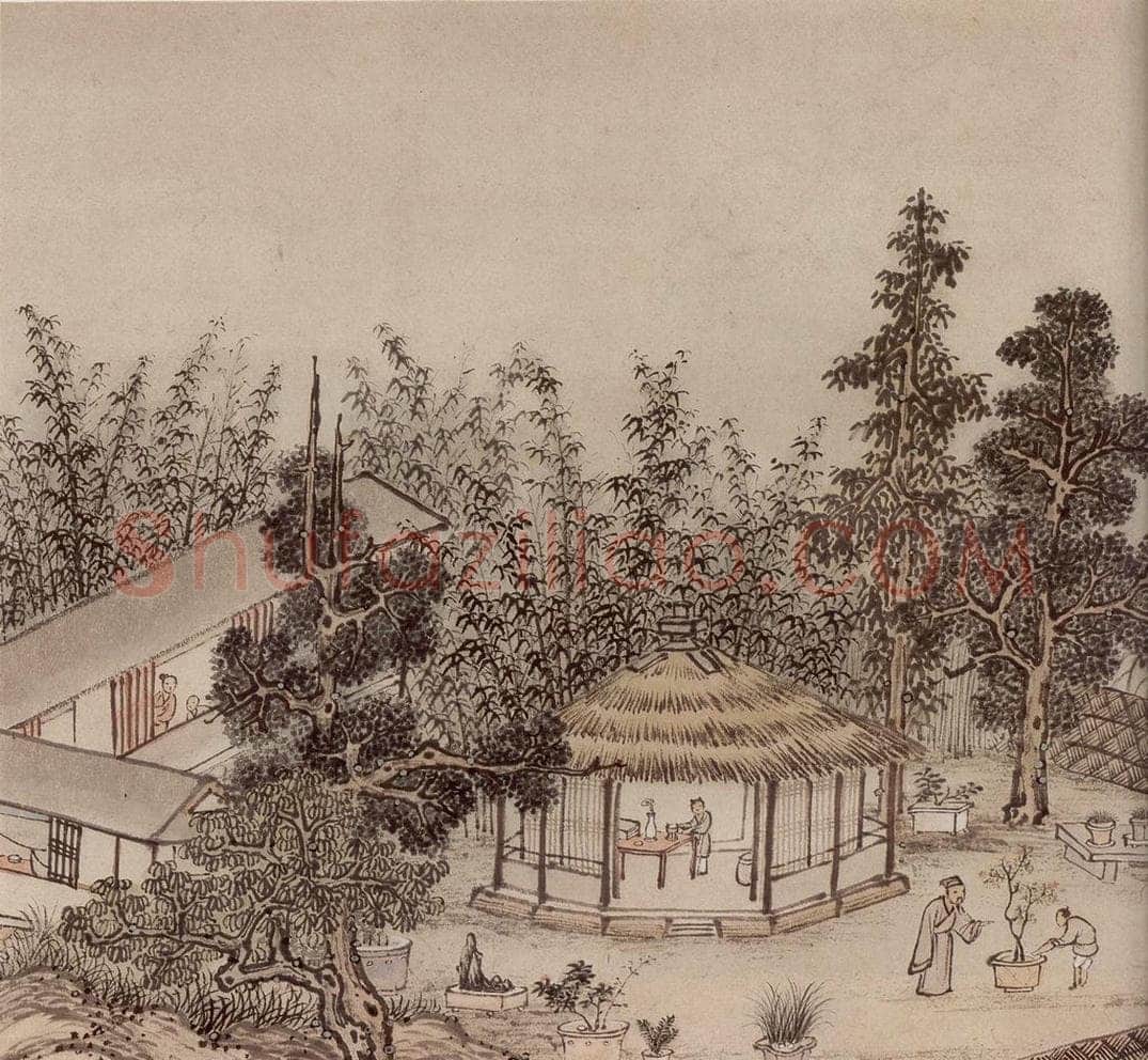 明 孙克弘 《销间清课图》 书画作品