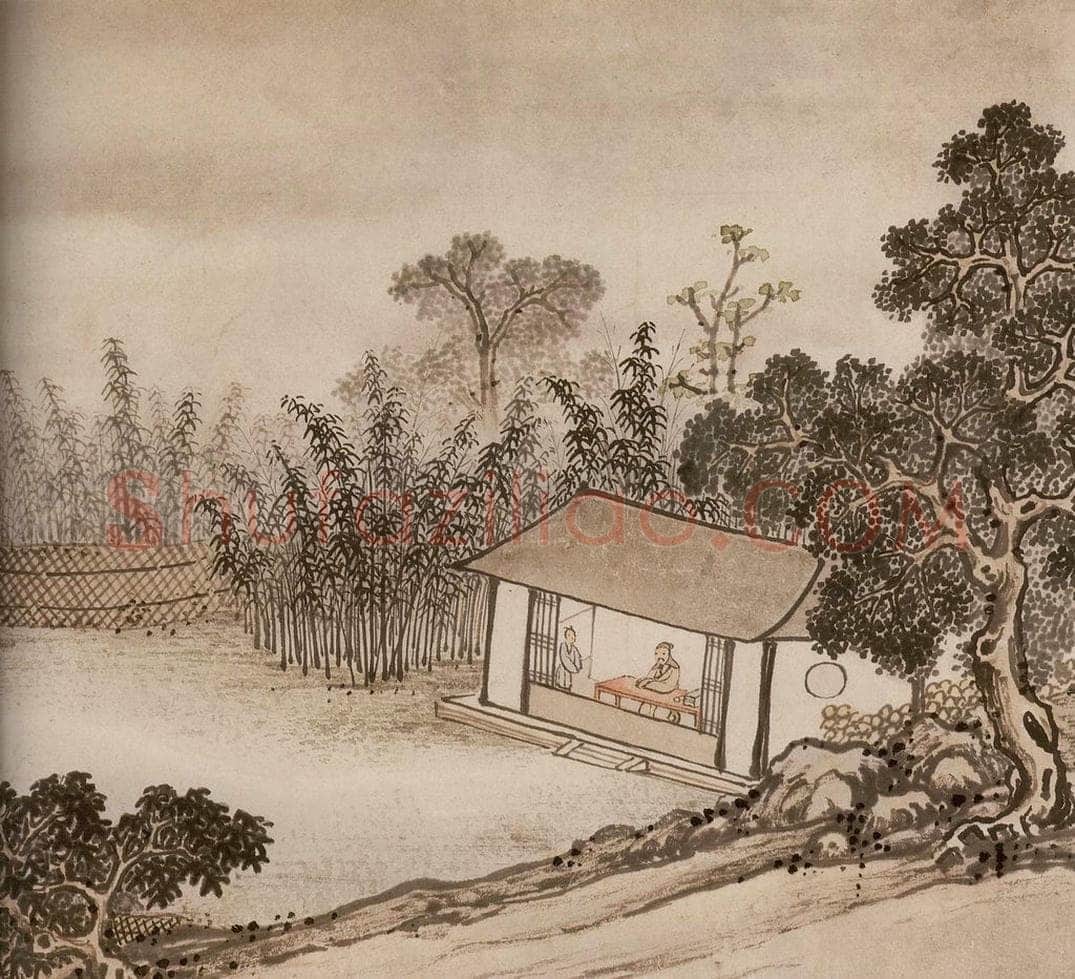 明 孙克弘 《销间清课图》 书画作品
