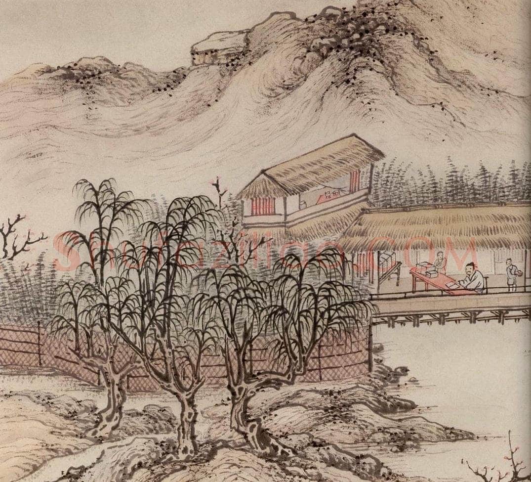 明 孙克弘 《销间清课图》 书画作品