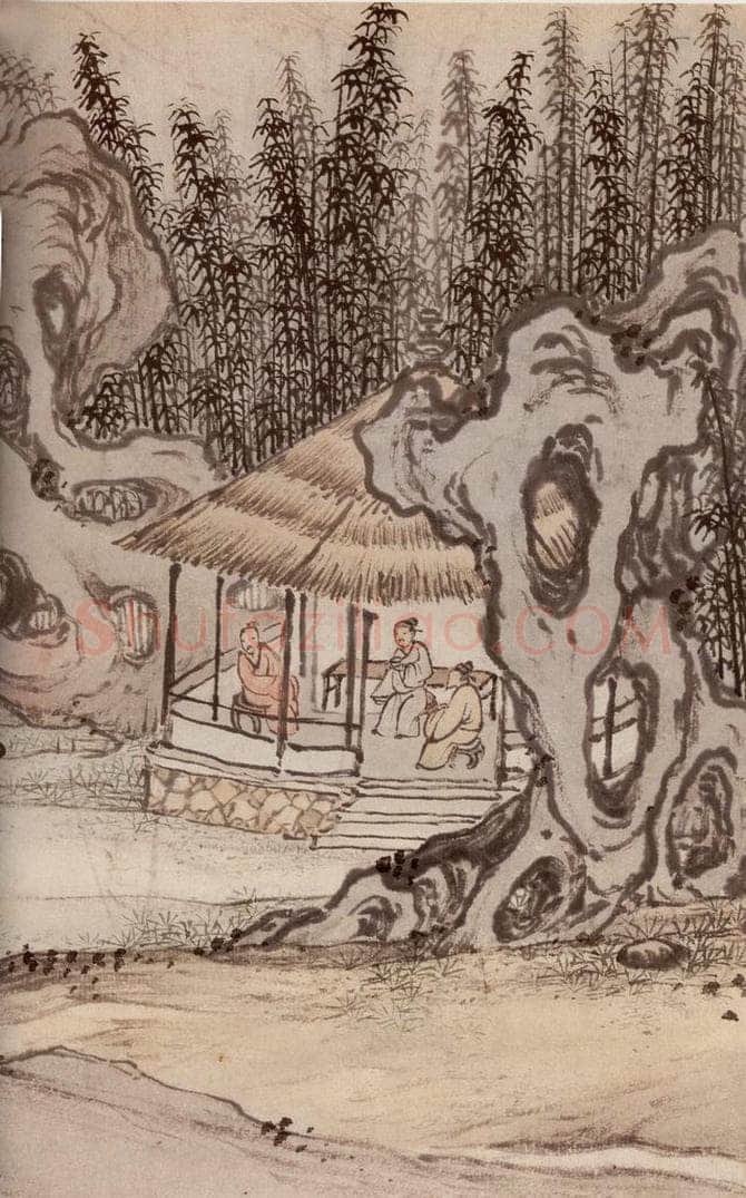 明 孙克弘 《销间清课图》 书画作品