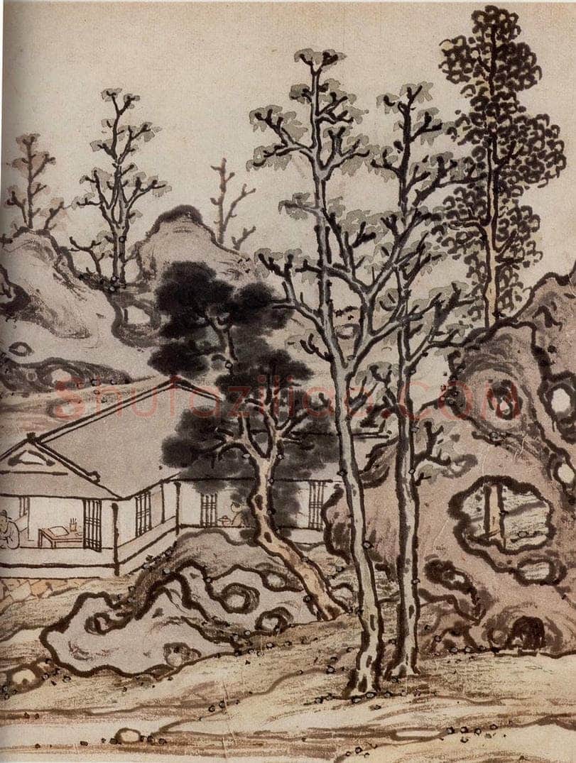 明 孙克弘 《销间清课图》 书画作品