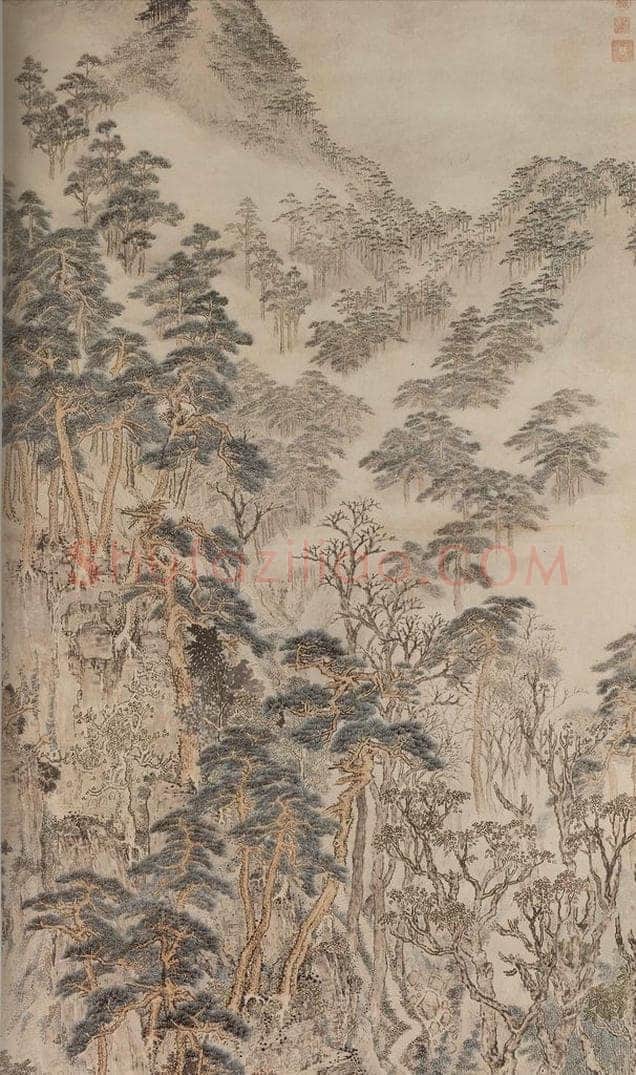 明 张宏 《栖霞山图》 书画作品