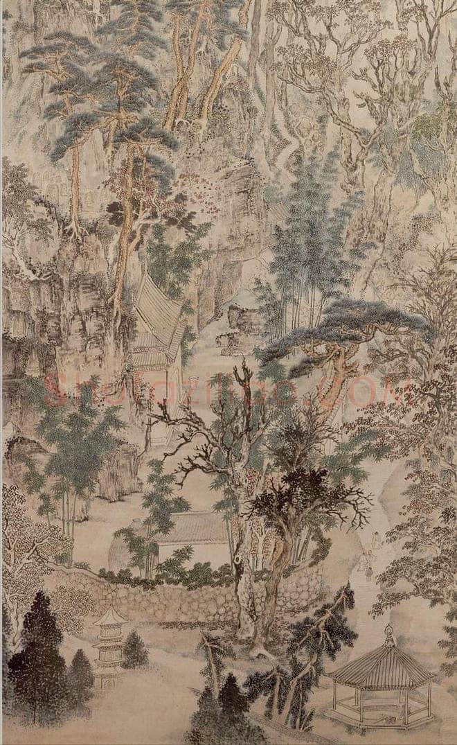 明 张宏 《栖霞山图》 书画作品
