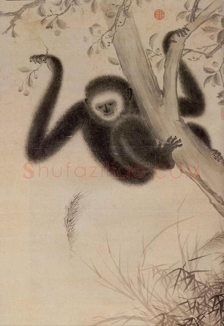 明 宣宗 《戏猿图》 书画作品