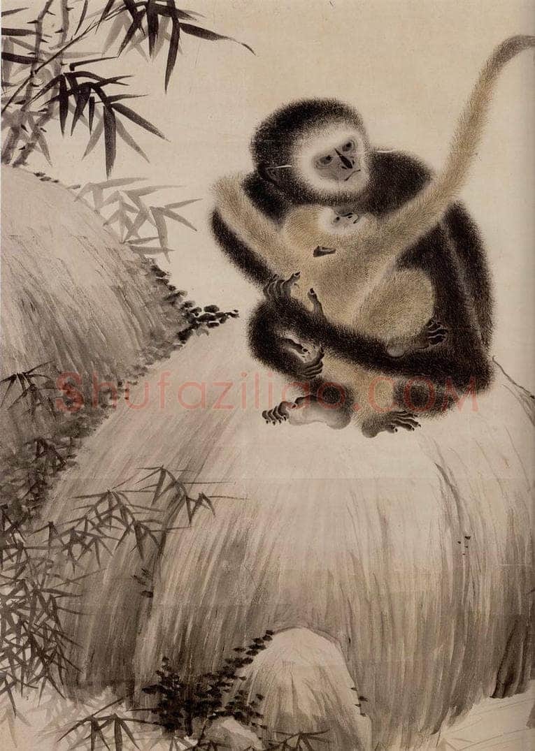 明 宣宗 《戏猿图》 书画作品