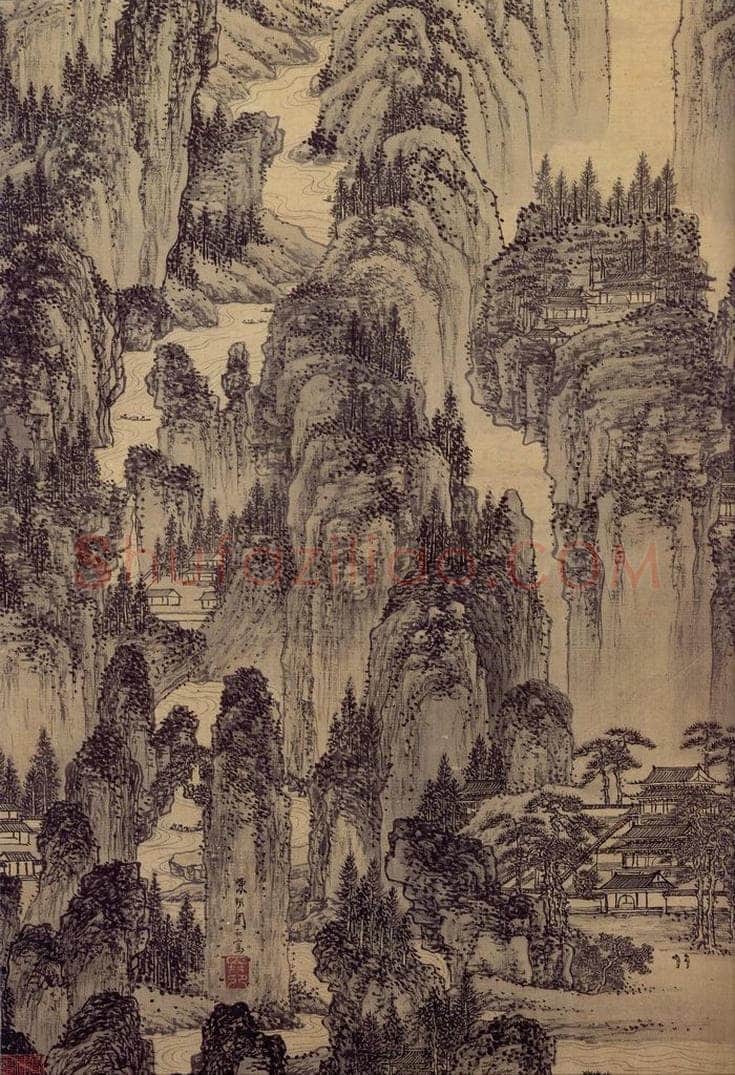 明 周臣 《山水》 书画作品