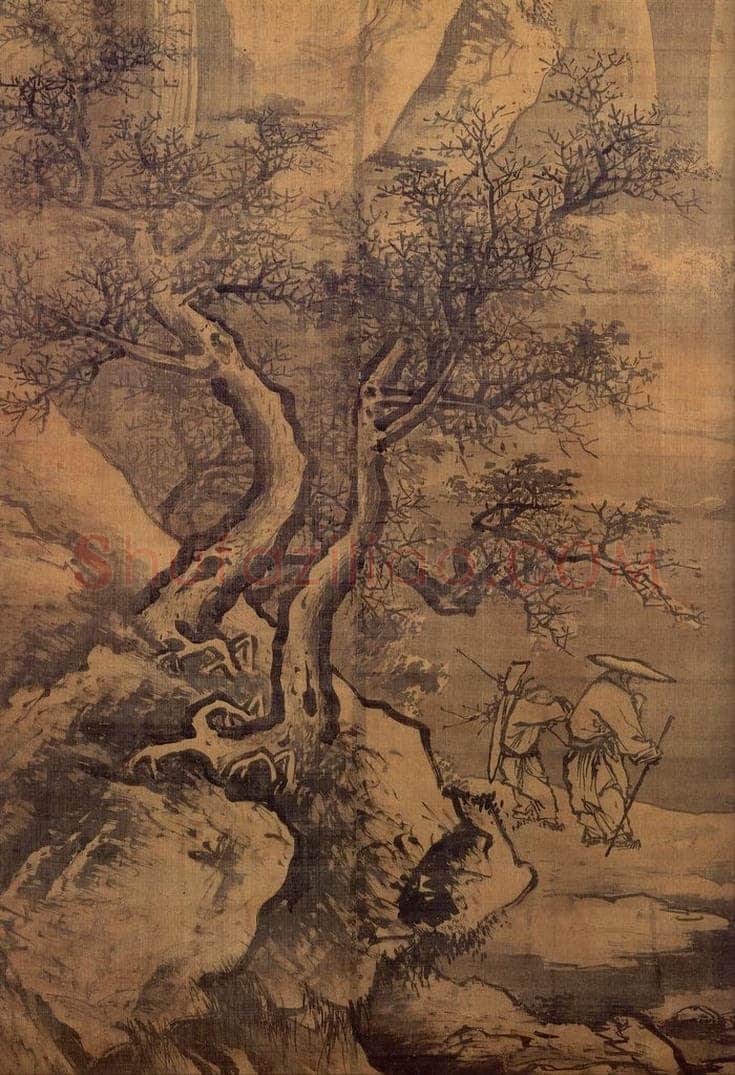 明 吴伟 《寒山积雪》 书画作品
