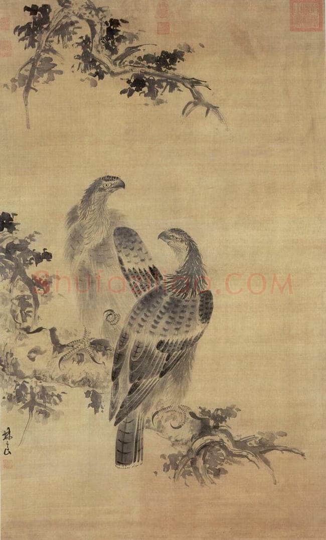 明 林良 《画鹰》 书画作品