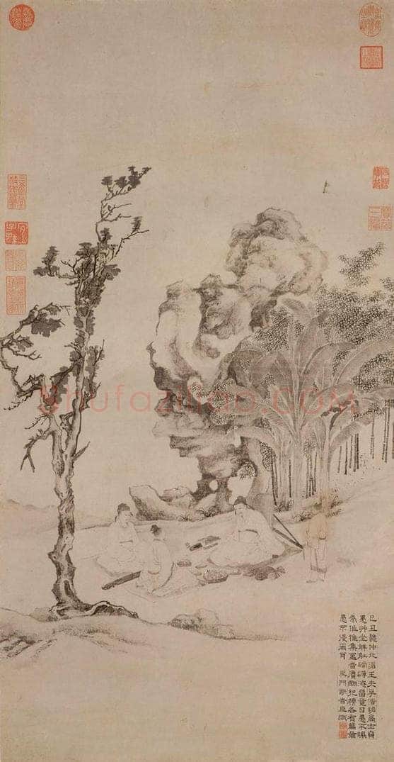 明 谢时臣 《高人雅集图》 书画作品