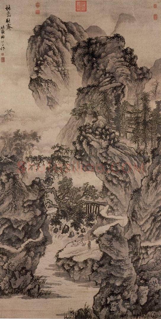 明 谢时臣 《林峦秋霁图》 书画作品
