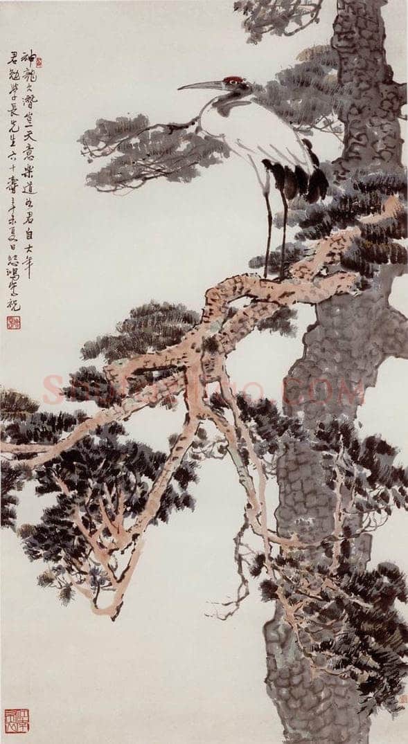 现代 徐悲鸿 《松鹤轴》 书画作品