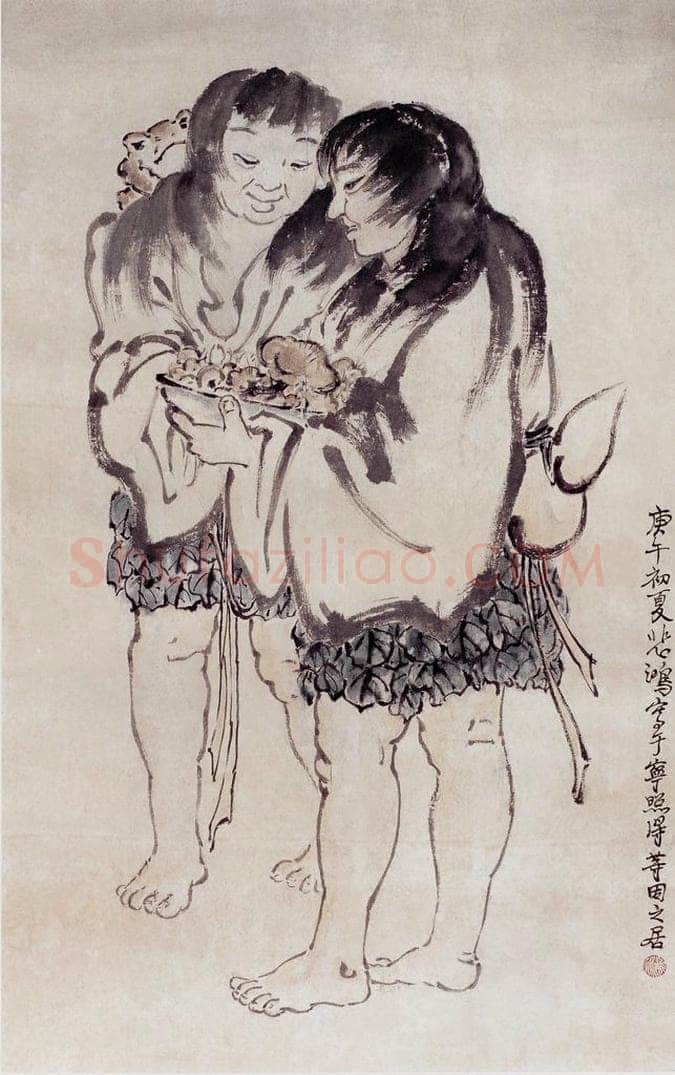 现代 徐悲鸿 《二仙图》 书画作品