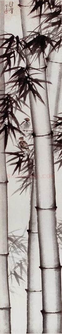 现代 徐悲鸿 《竹雀》 书画作品