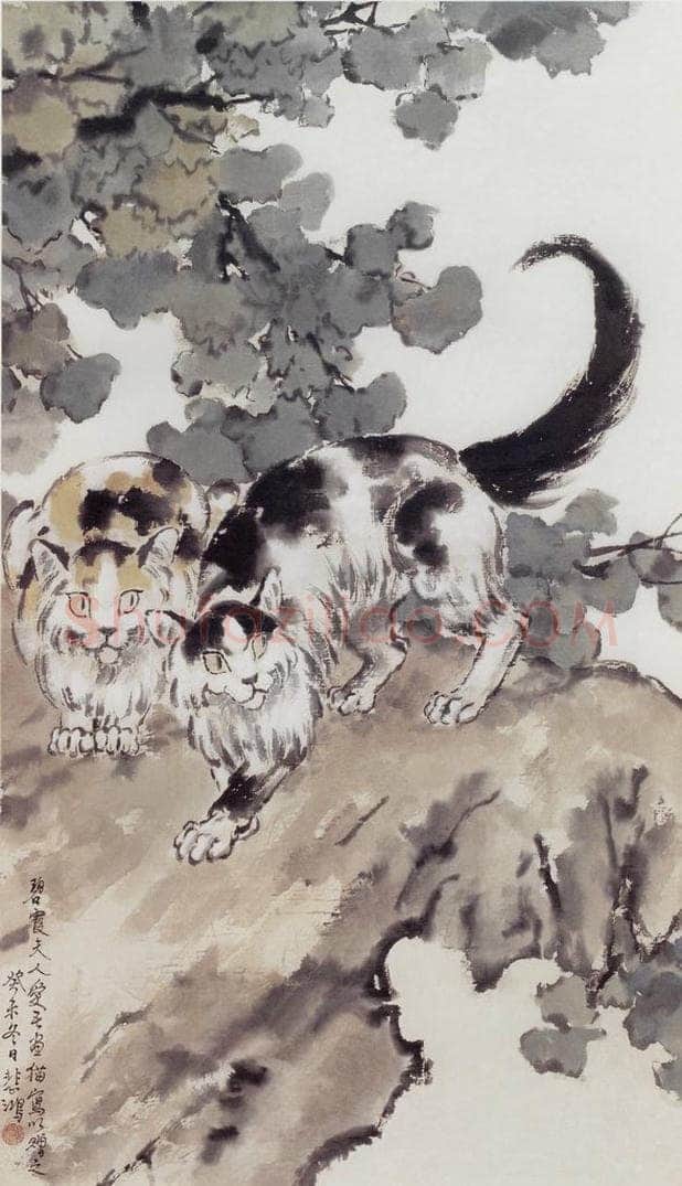 现代 徐悲鸿 《寻视》 书画作品