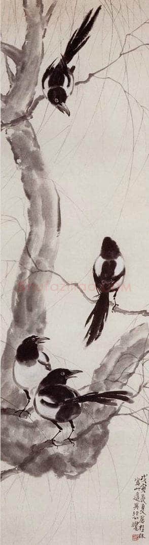 现代 徐悲鸿 《四喜图》 书画作品
