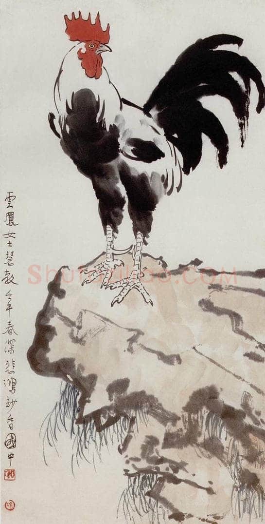 现代 徐悲鸿 《鸡轴》 书画作品