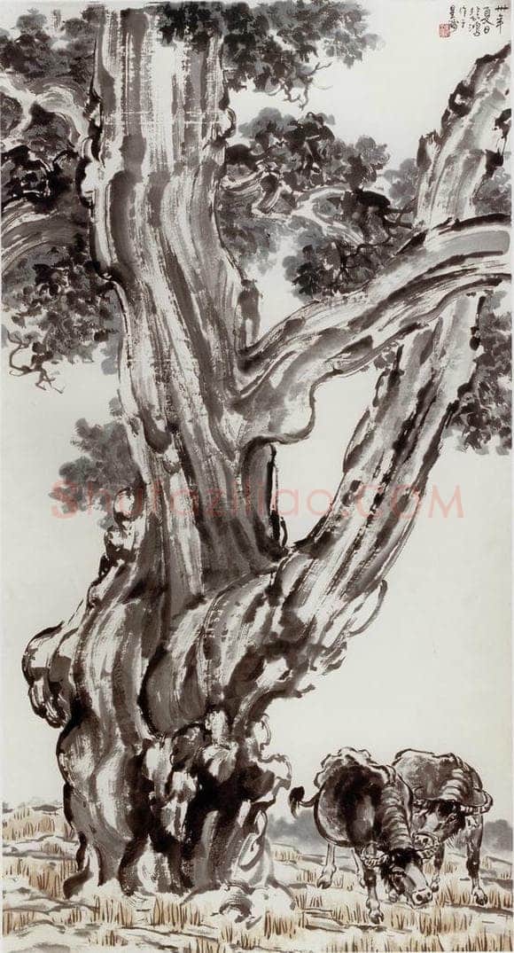 现代 徐悲鸿 《夏日》 书画作品