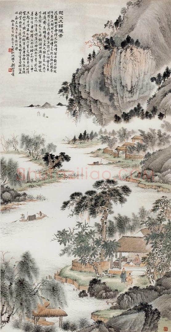 1945年 钱松岩 《越大夫归隐图》 书画作品