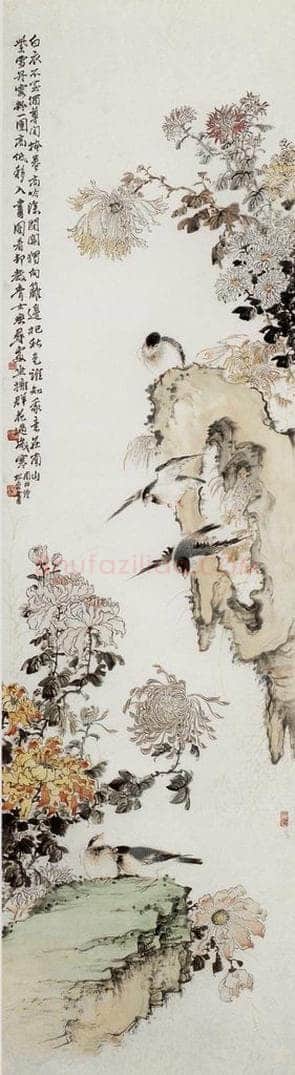 20世纪40年代 钱松岩 《坐拥群花过岁寒》 书画作品