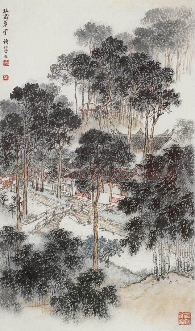 20世纪60年代初期 钱松岩 《杜甫草堂》 书画作品