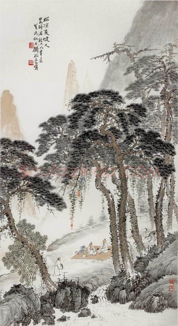 1943年 钱松岩 《松凉夏健人》 书画作品