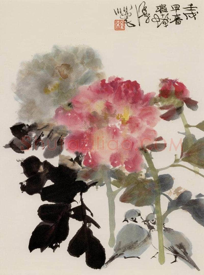 1982年 程十发 《花鸟册页》 书画作品