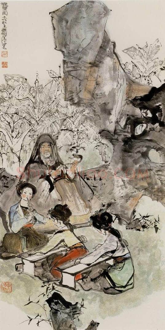 1982年 程十发 《授乐图》 书画作品