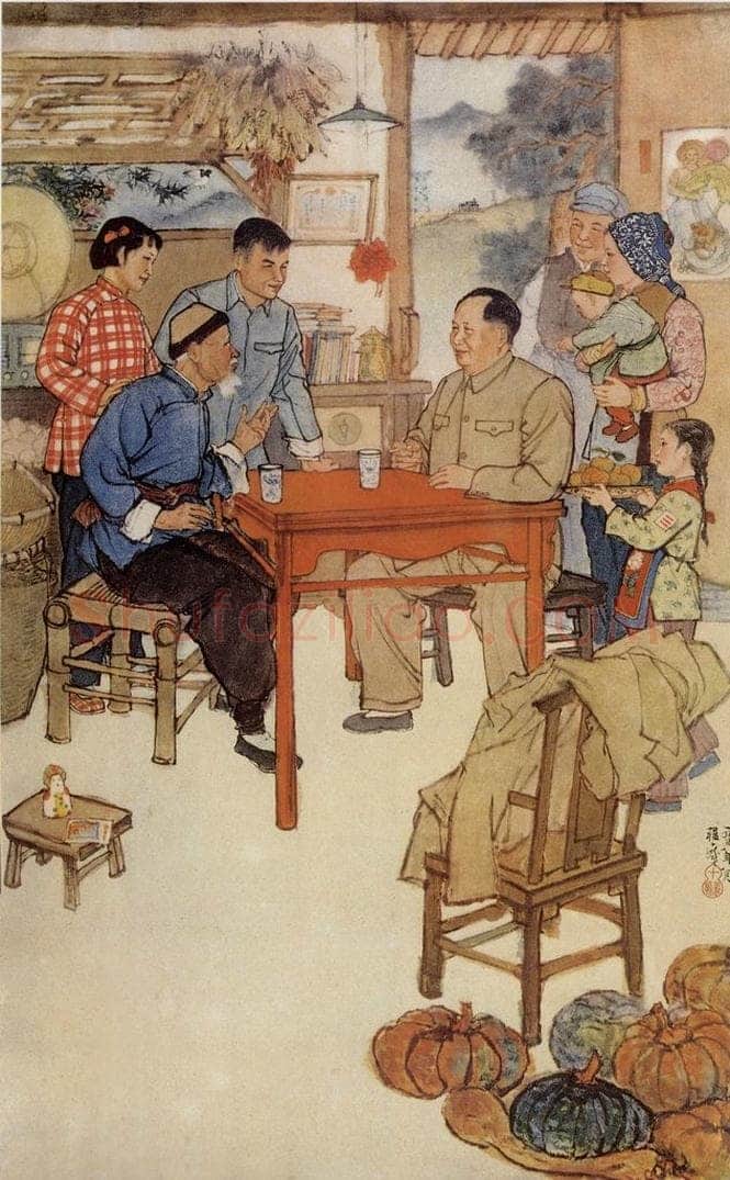 1958年 程十发 《毛主席到我家》 书画作品