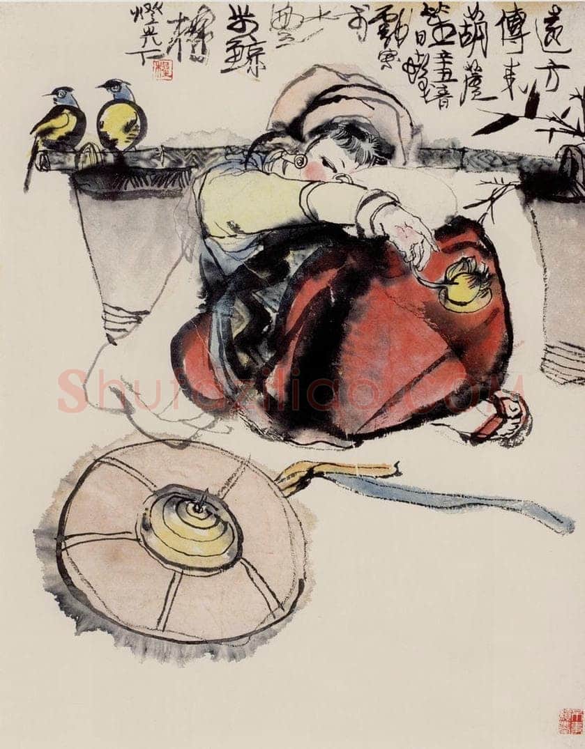 1960年 程十发 《远方传来葫芦笙》 书画作品