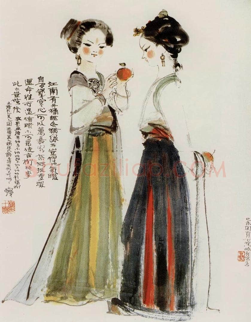 1979年 程十发 《张九龄诗意》 书画作品