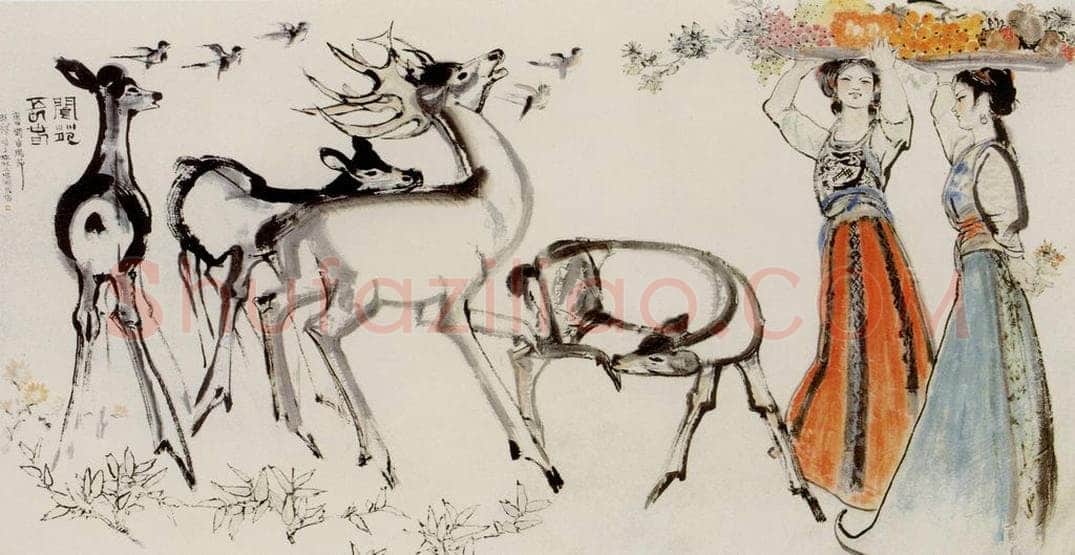 1980年 程十发 《阆苑长春》 书画作品
