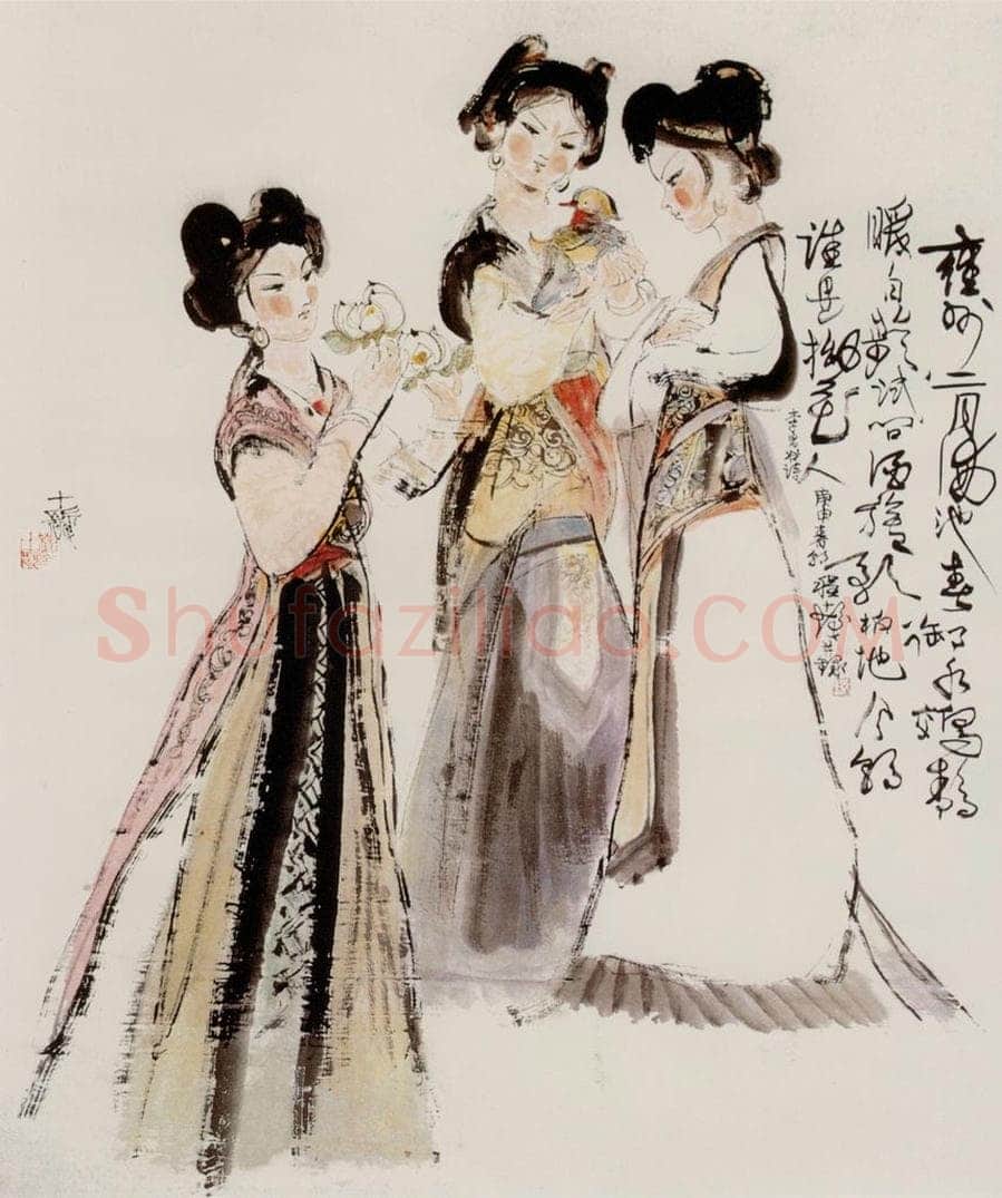 1980年 程十发 《李昌谷诗意》 书画作品