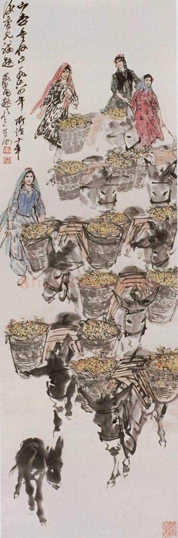 1964年 黄胄 山杏丰收 书画作品