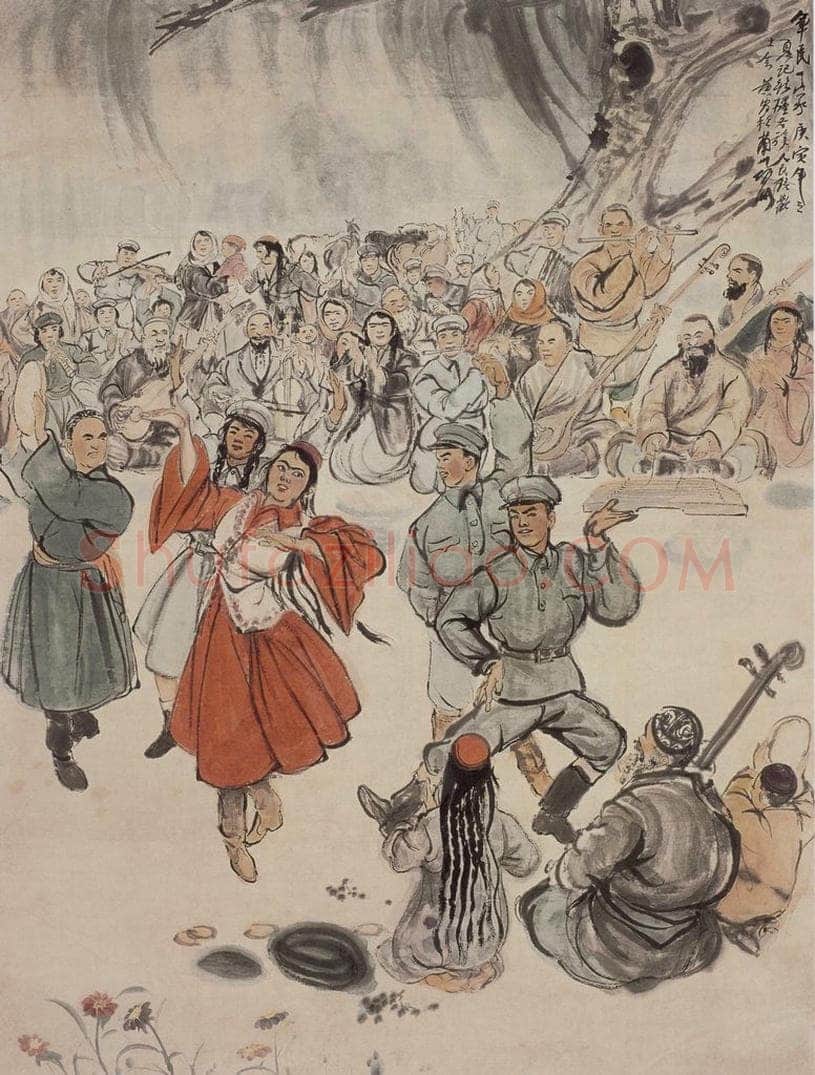 1950年 黄胄 军民一家 书画作品
