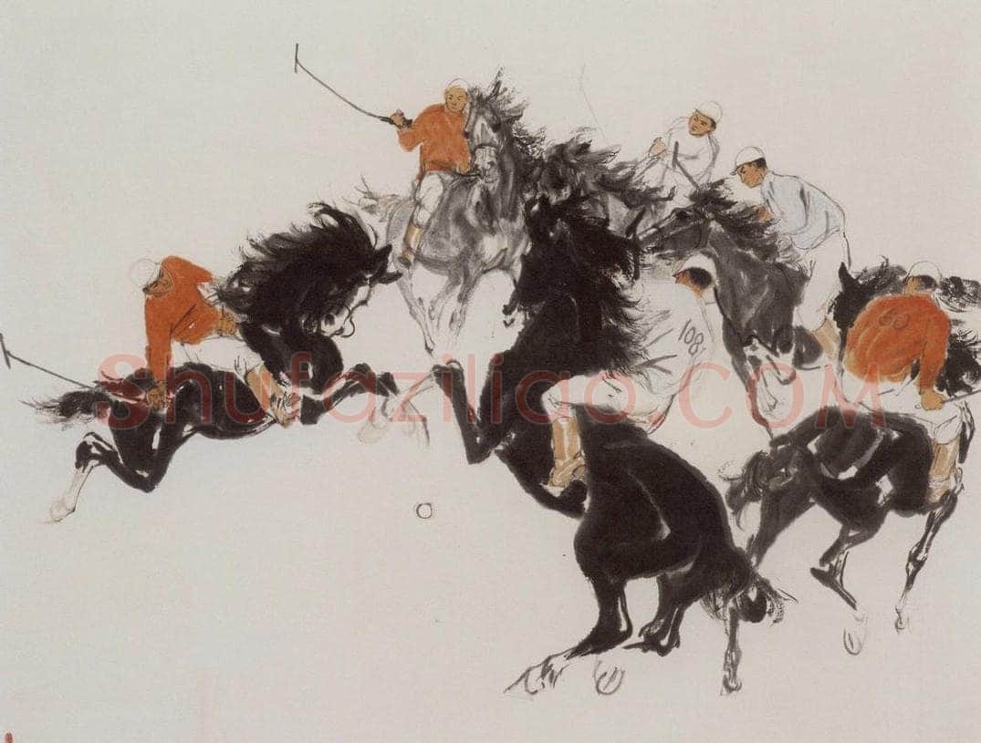 1953年 黄胄 打马球 书画作品