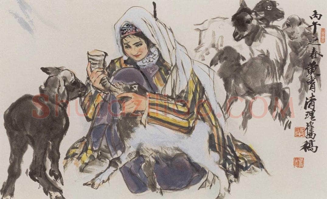 1957年 黄胄 育羔 书画作品