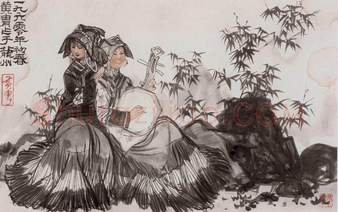 1960年 黄胄 彝族歌手 书画作品