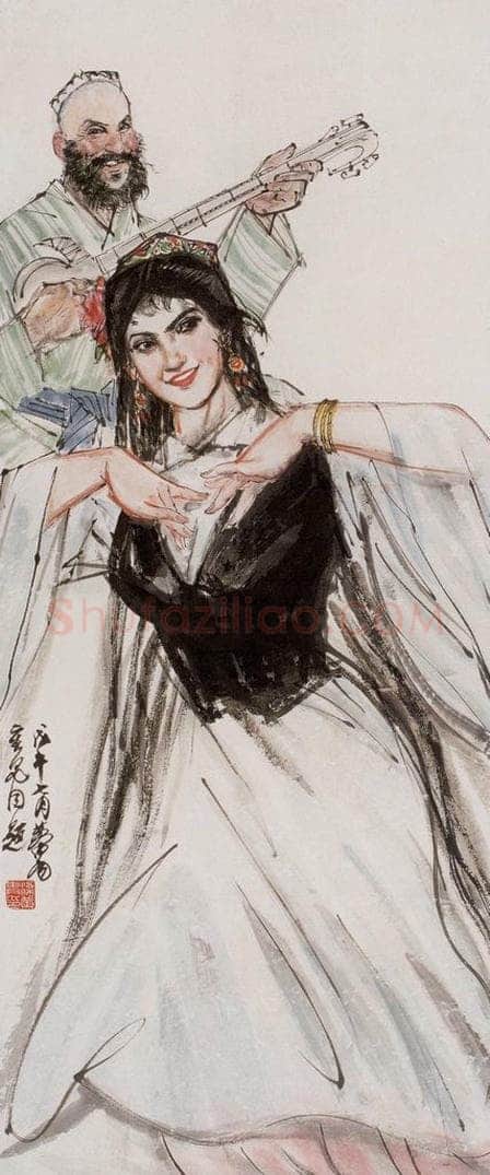 1987年 黄胄 《维族舞》 书画作品