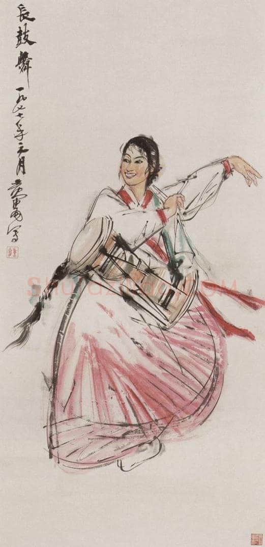 1977年 黄胄 《长鼓舞》 书画作品