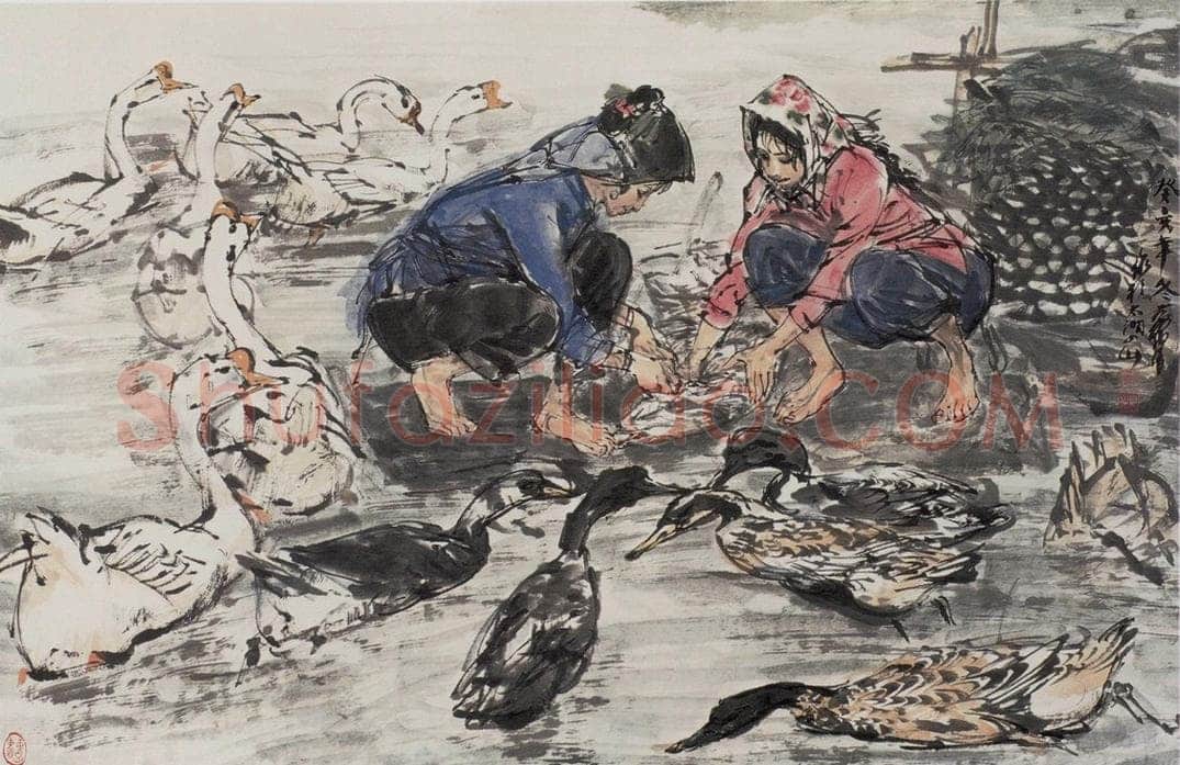 1983年 黄胄 《太湖边》 书画作品