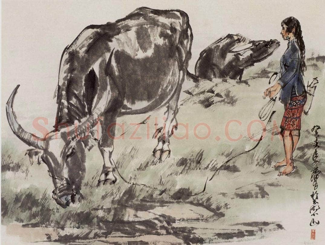 1983年 黄胄 《牧牛》 书画作品
