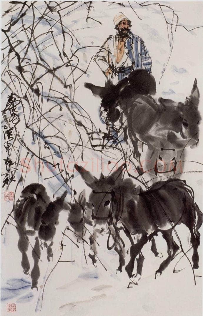 1980年 黄胄 《赶驴》 书画作品