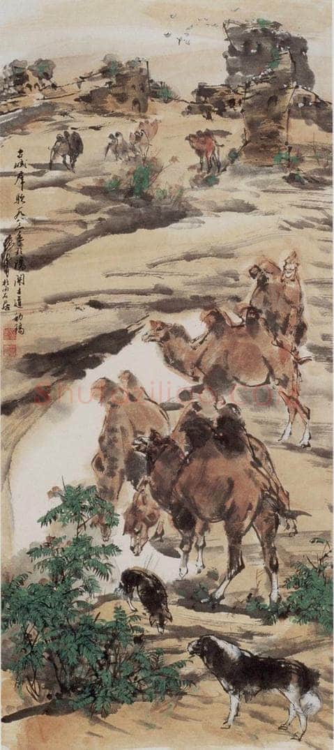1983年 黄胄 《古城群驼》 书画作品